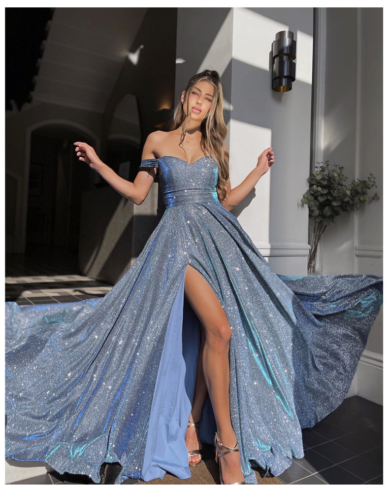 Alessandra Formal High Slit Glitter Dress