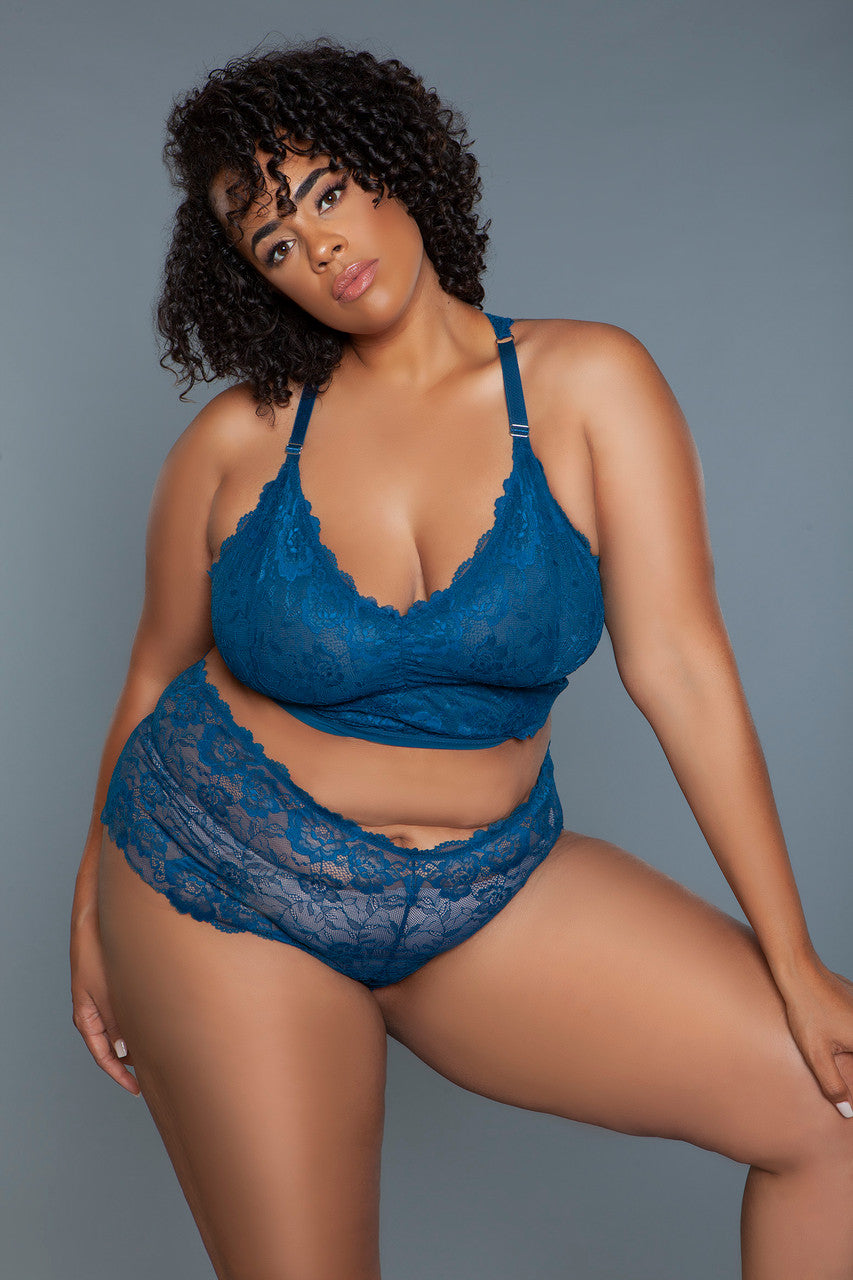 Blue Cami Set With Scalloped Edges