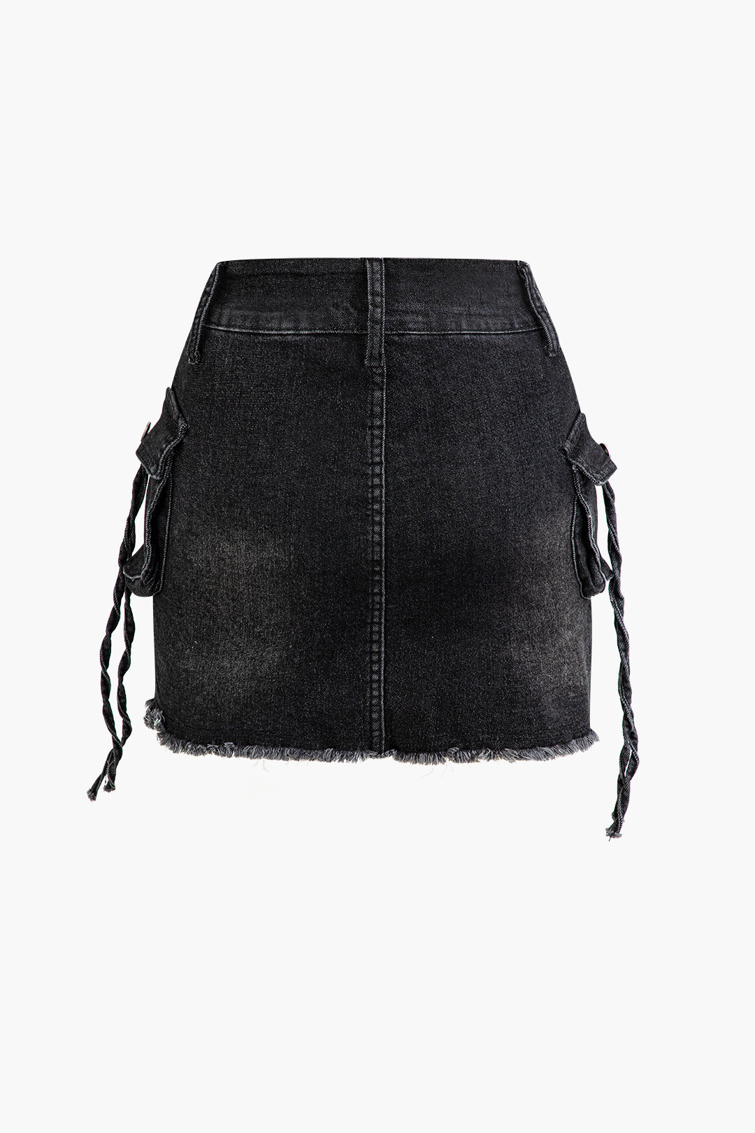 Zipper Flap Pocket Denim Mini Skirt