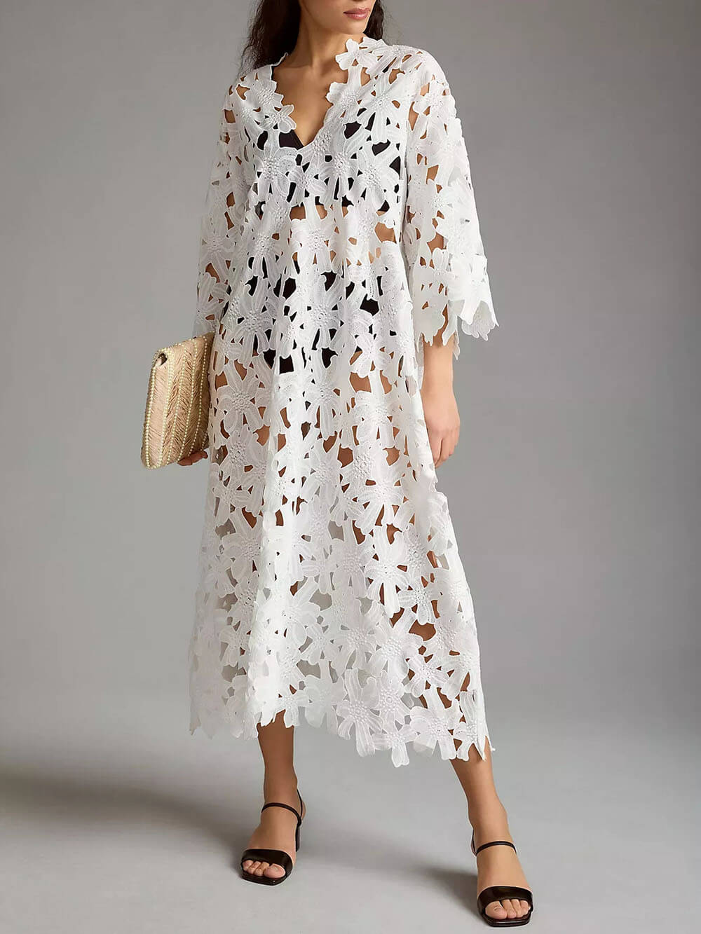 Lace Cover Up Beach Midi Dress