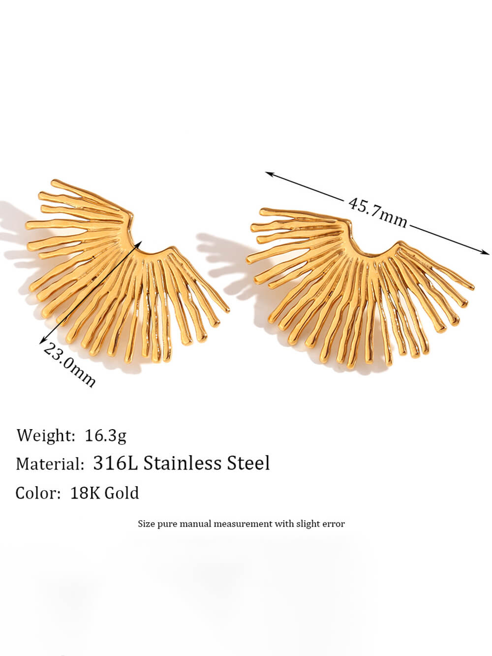 Street Exaggerated Ray Fan-Shaped Earrings