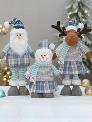 Christmas Blue Fabric Retractable Christmas Doll Decorative Ornaments