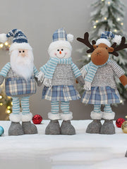 Christmas Blue Fabric Retractable Christmas Doll Decorative Ornaments