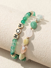 MOM Natural Green Agate Beaded Bracelet