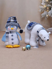 Christmas Blue Fabric Polar Bear Penguin Doll Ornaments