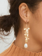 Vintage Botanical Carved Pearl Earrings