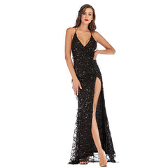 Alese Scroll Sequin Cross Back Mermaid Dress