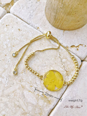 Yellow Epoxy Embossed Round Bracelet