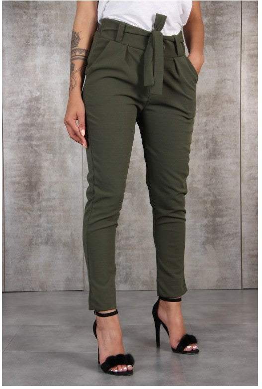 High Waist Paperbag Skinny Dress Pants – Lady Occasions