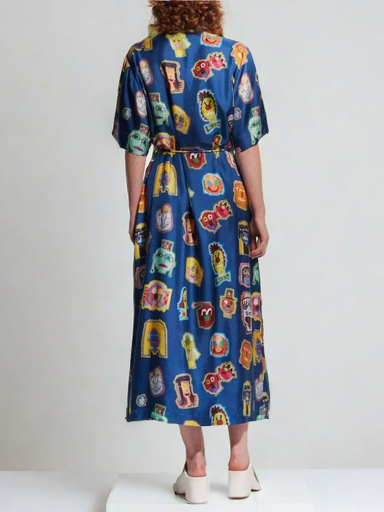 Unique Graffiti Fun Print Midi Dress