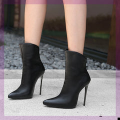 Moving On Faux Leather Lucite Booties
