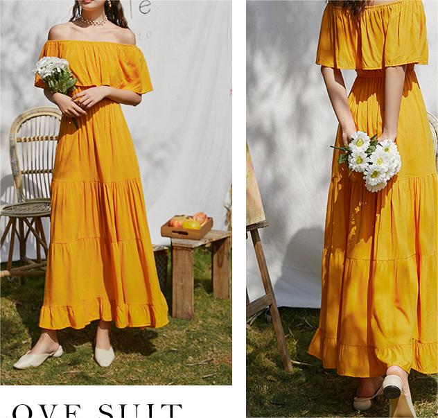 Ruffled Romance Off The Shoulder Maxi Dress