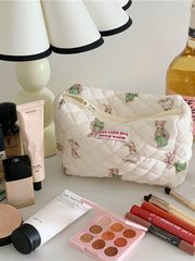 Portable Large Capacity Floral Bear Makeup Bag