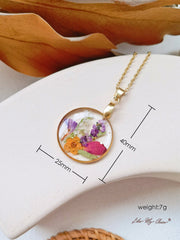 Handmade Birth Flower Bouquet Pressed Resin Pendant Necklaces-May flower