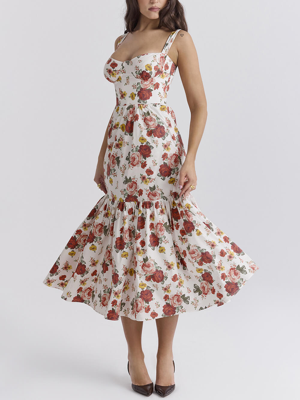 Sweet Spicy Style Floral Backless Midi Dresses