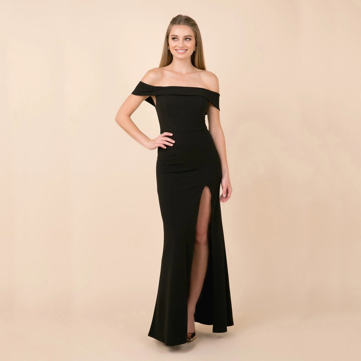 Coralie Off Shoulder Front Slit Dress