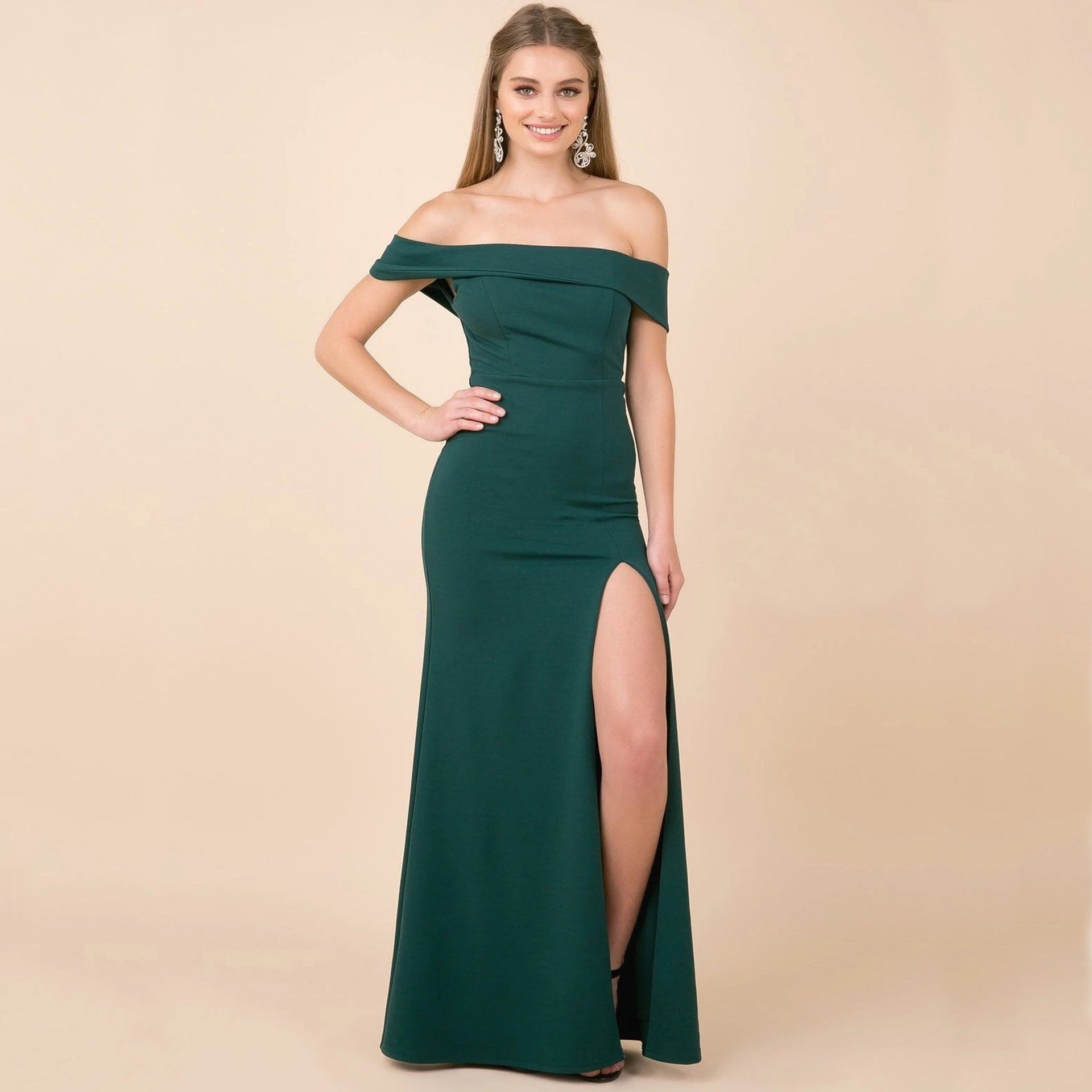 Coralie Off Shoulder Front Slit Dress