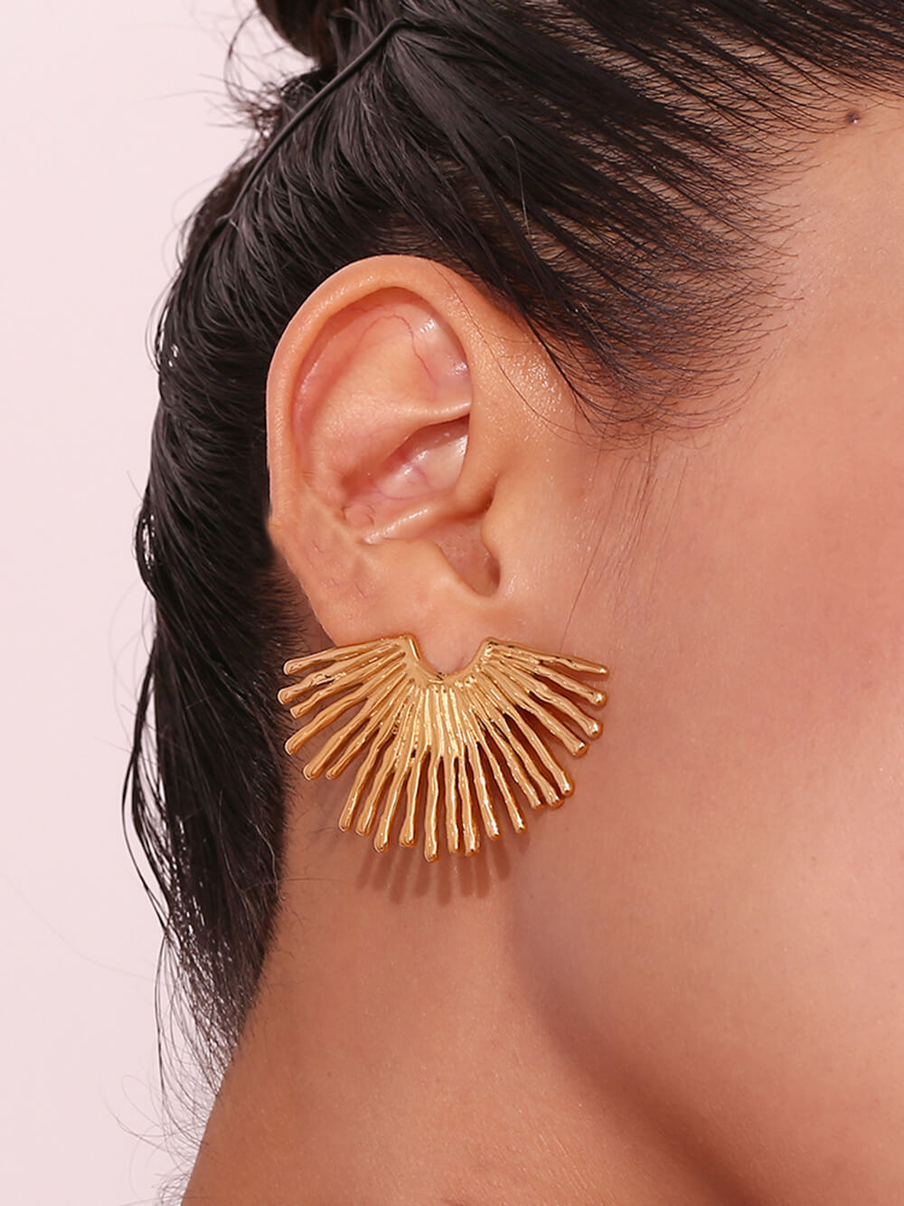 Street Exaggerated Ray Fan-Shaped Earrings