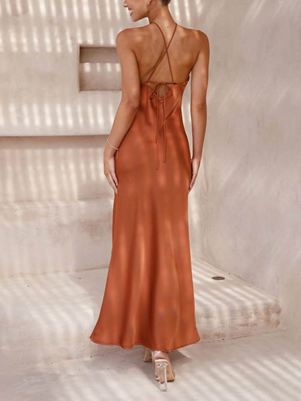 Unique Neckless Backless Maxi Dresses