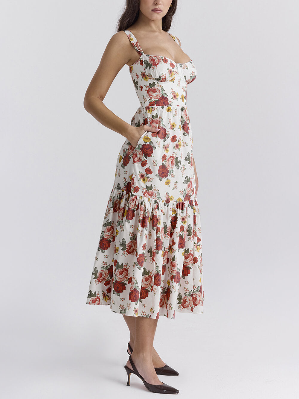 Sweet Spicy Style Floral Backless Midi Dresses