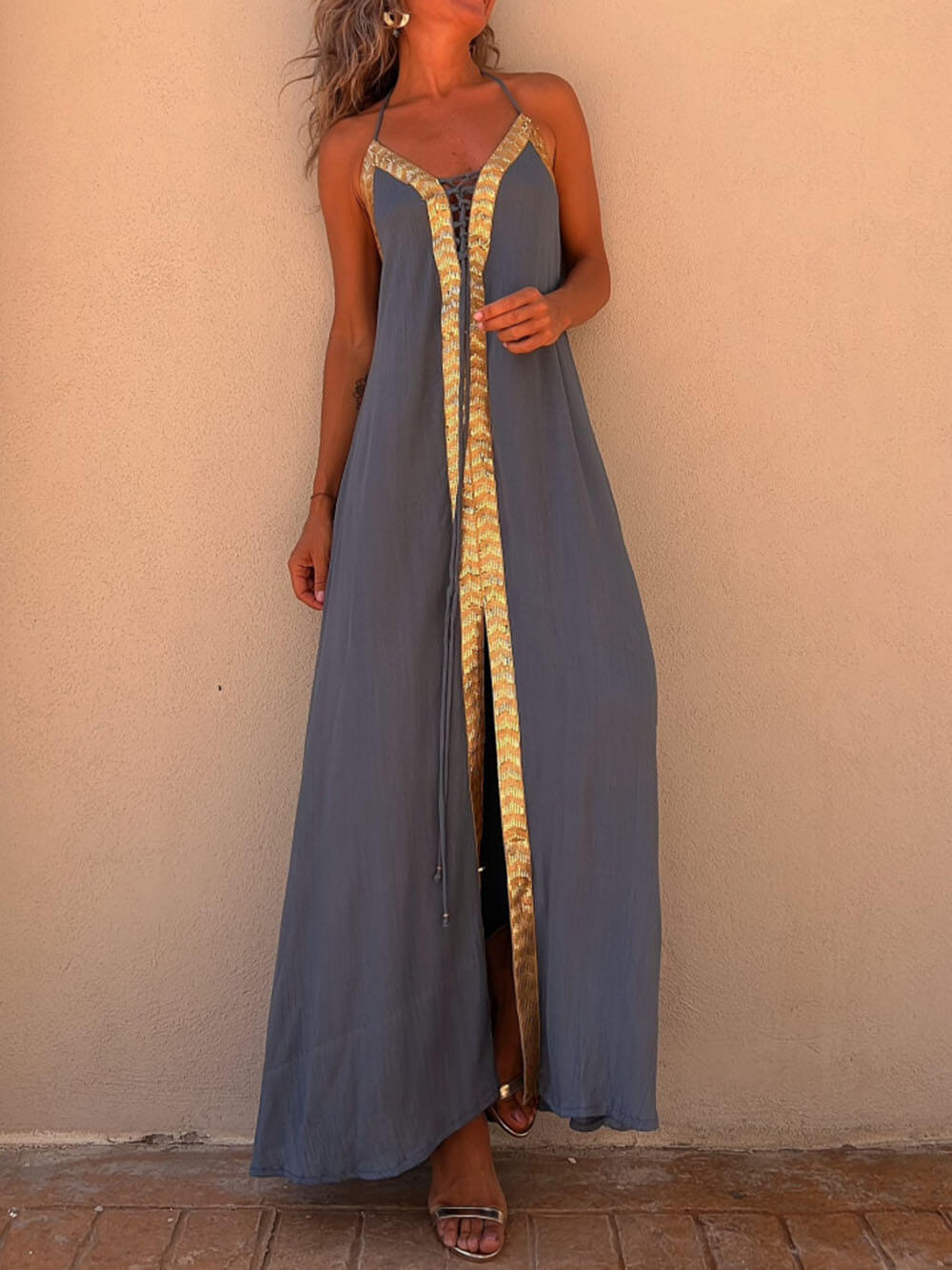 Halter Neck Casual Resort Maxi Dress