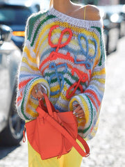 Rainbow Contrast Striped Sweater