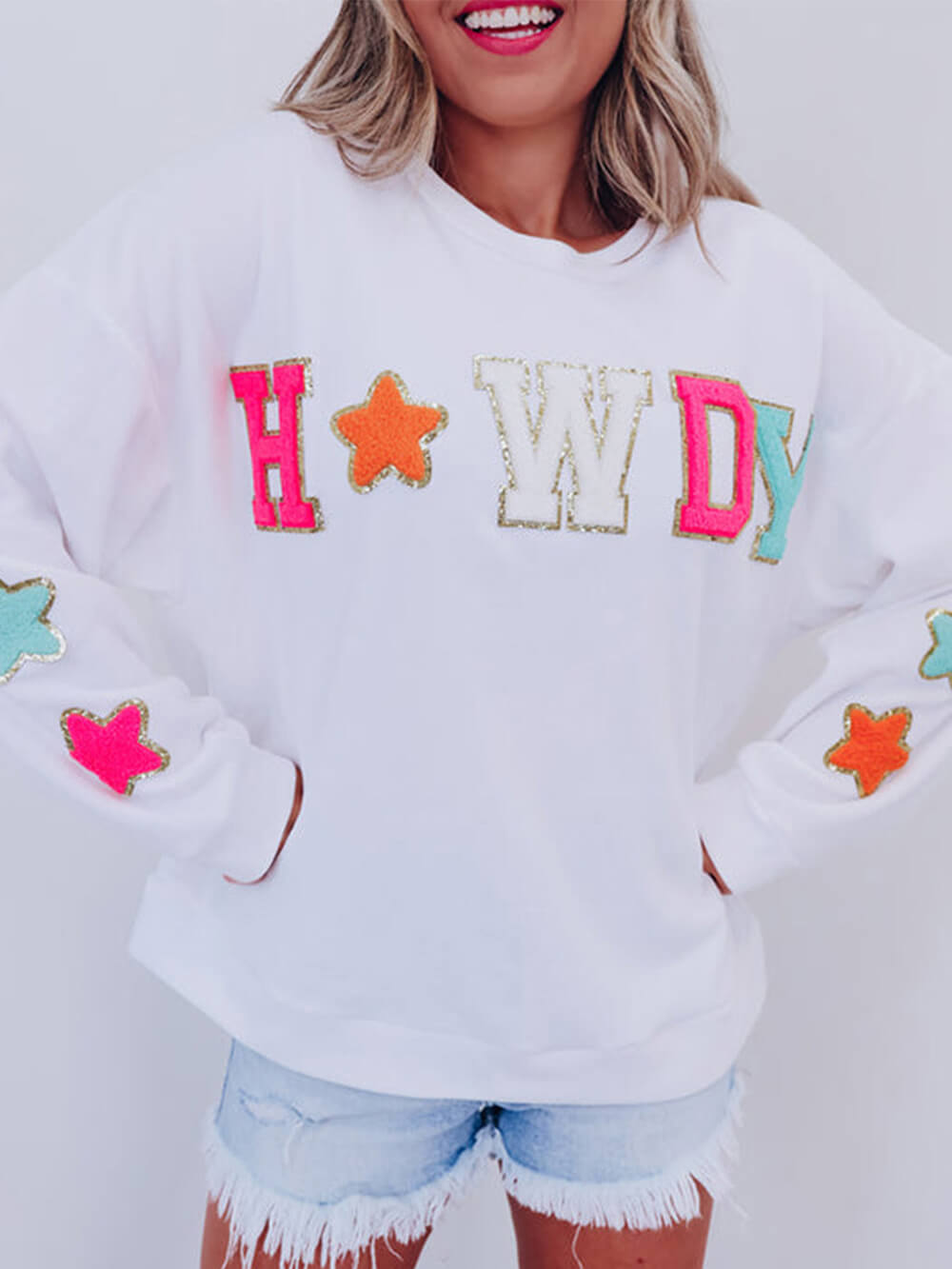 Letter Star Print Sweatshirt