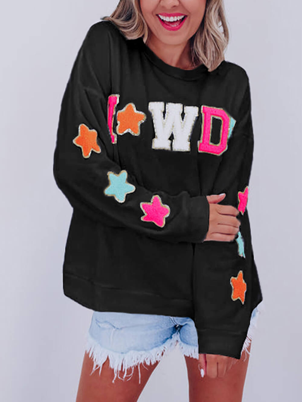 Letter Star Print Sweatshirt