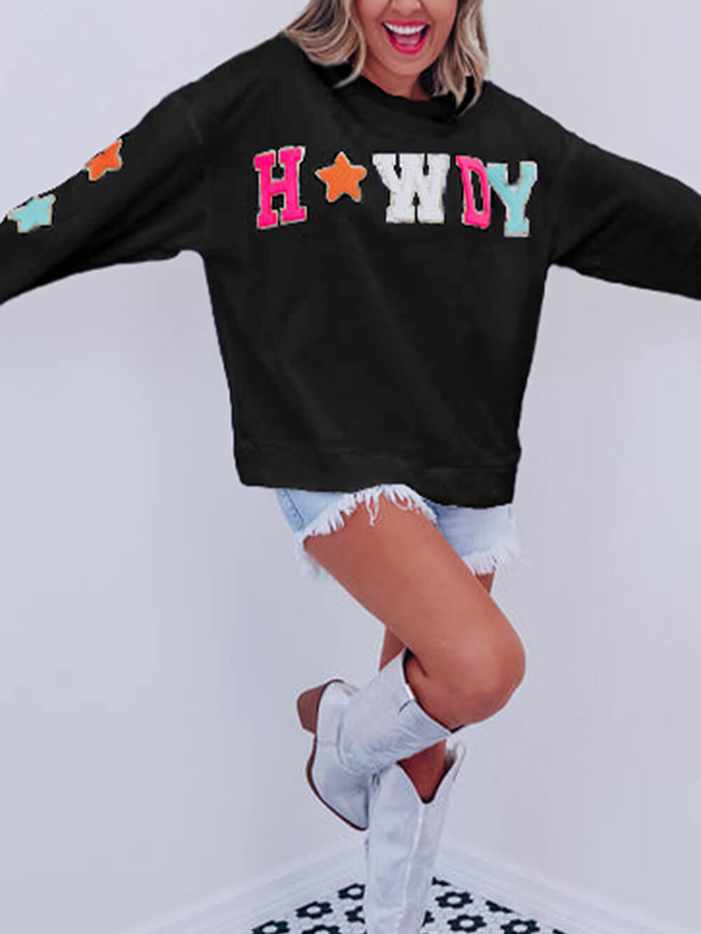 Letter Star Print Sweatshirt