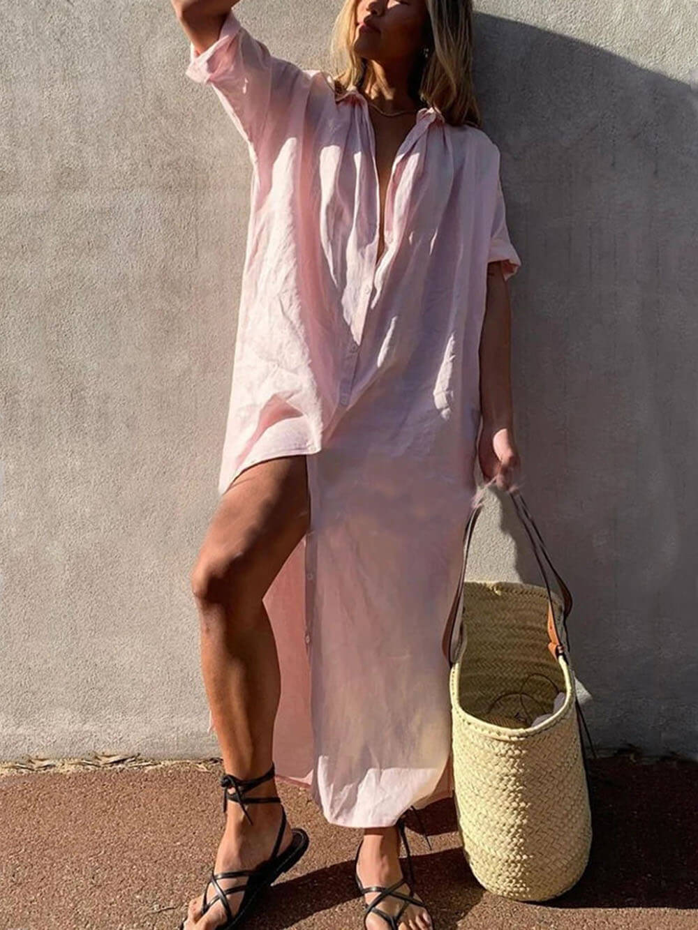 Simple Concept Maxi Shirt Dress