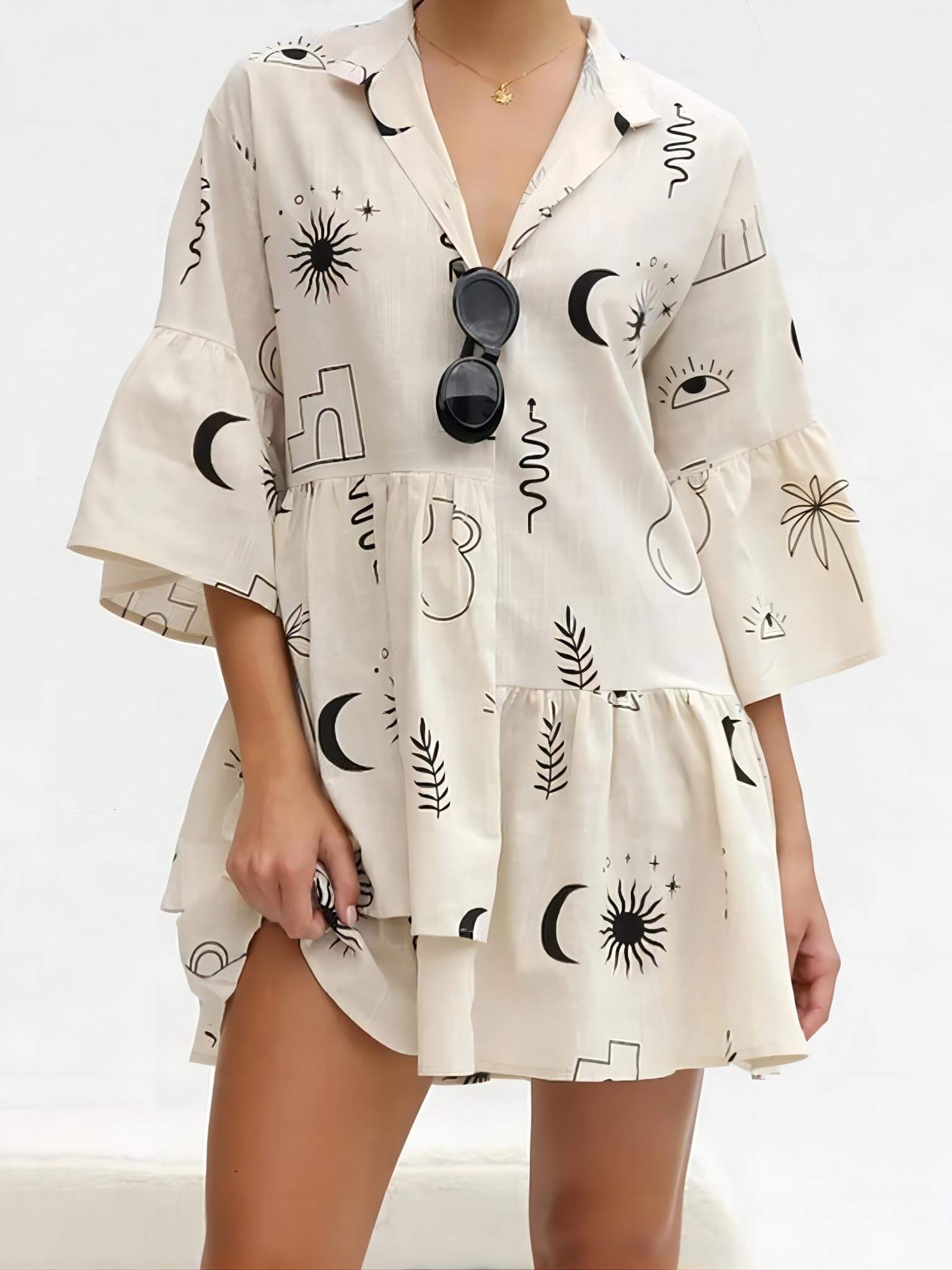 Ethnic Style Loose Shirt Short Dress