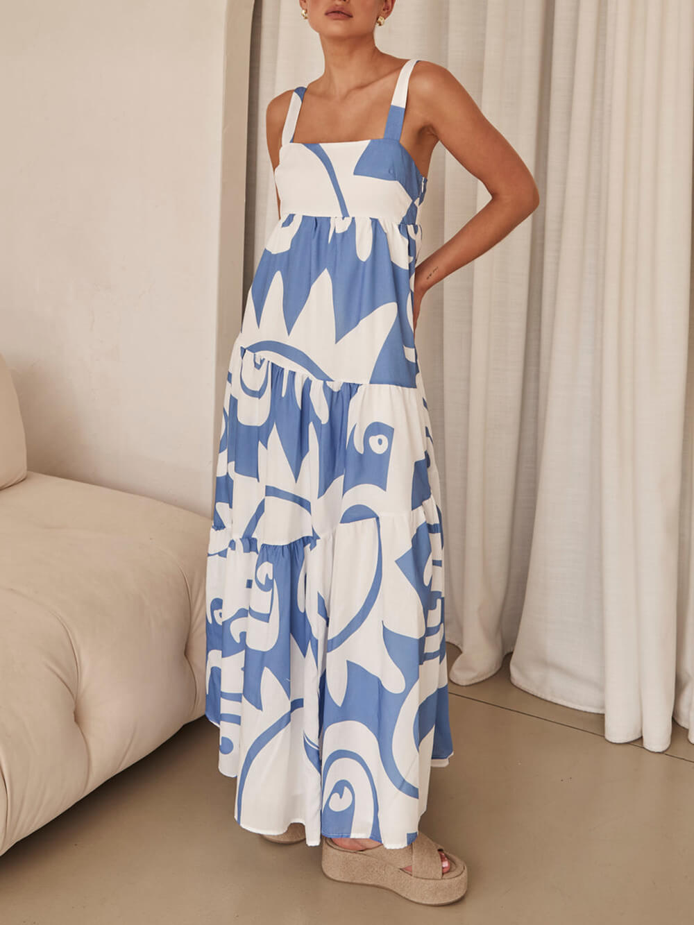 Bohemian Geometric Print Maxi Dress