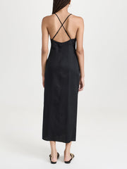 Unique Strappy Deep V-Neck Midi Dress