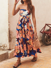 Strapless Printed Maxi Dress