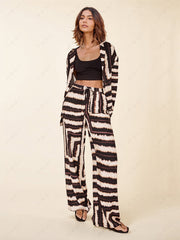 Signature Strip Textured Chocolate Print Baggy Pants