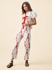 Lobster Print Straight Pants