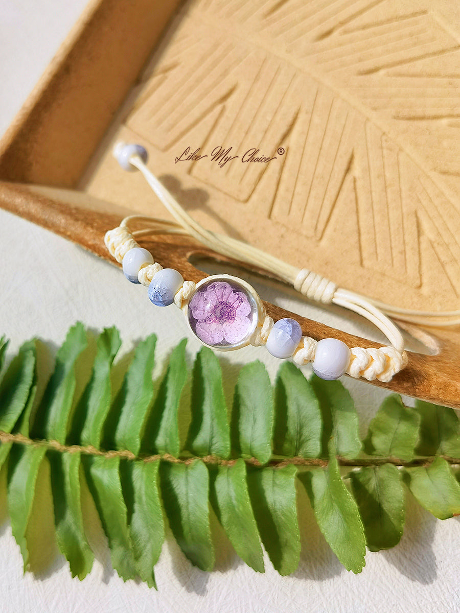 Cherry Blossom Time Stone Ceramic Braided Bracelet