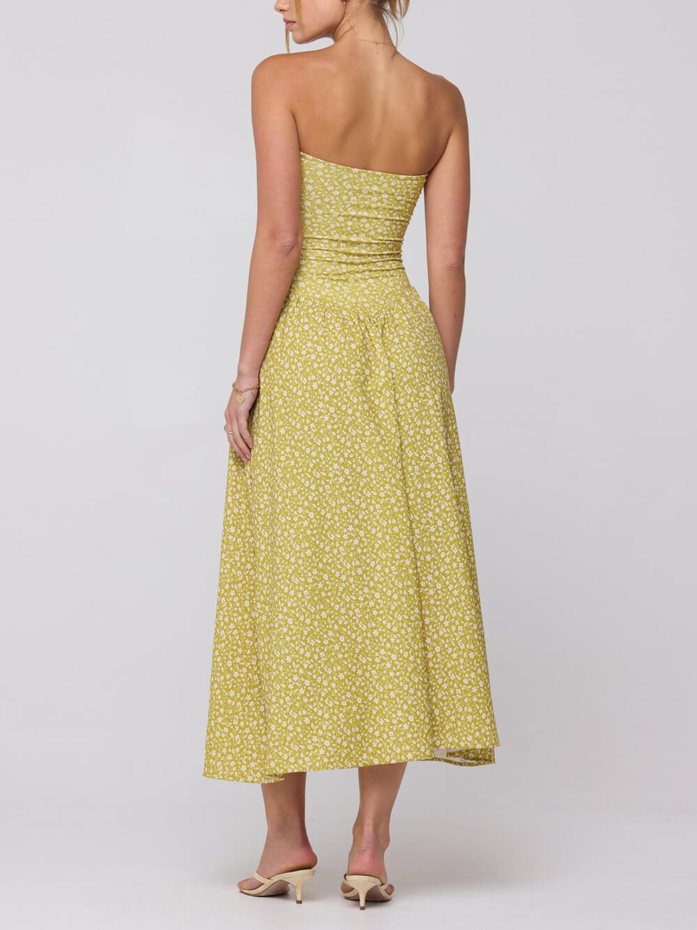 Chic Off-The-Shoulder Drop-Waist Print Flowy Midi Dress