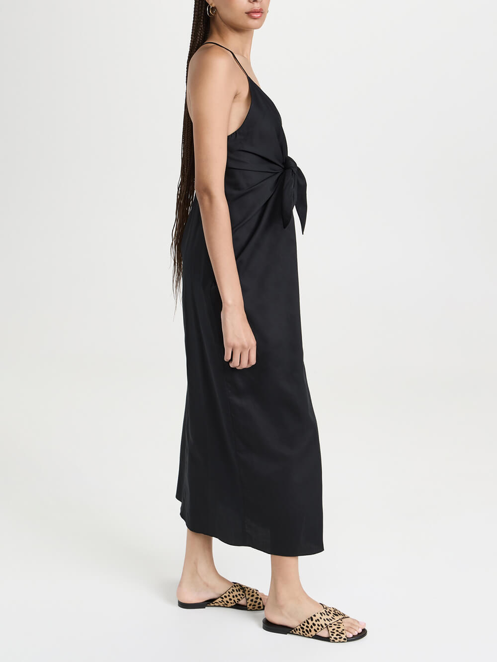 Unique Strappy Deep V-Neck Midi Dress