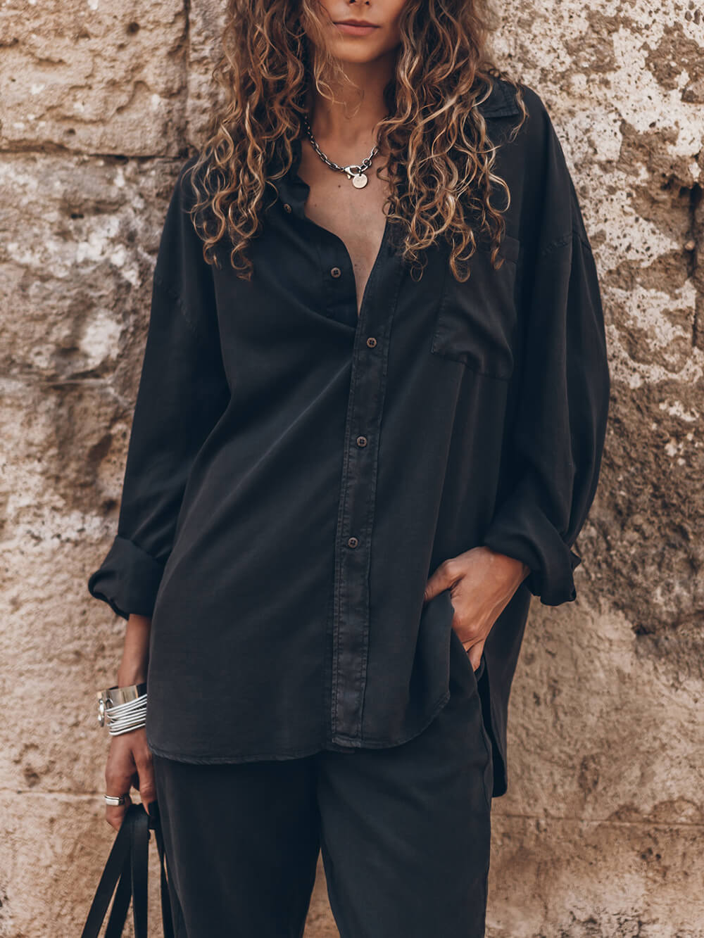 Unique Boyfriend Style Dark Loose Shirt