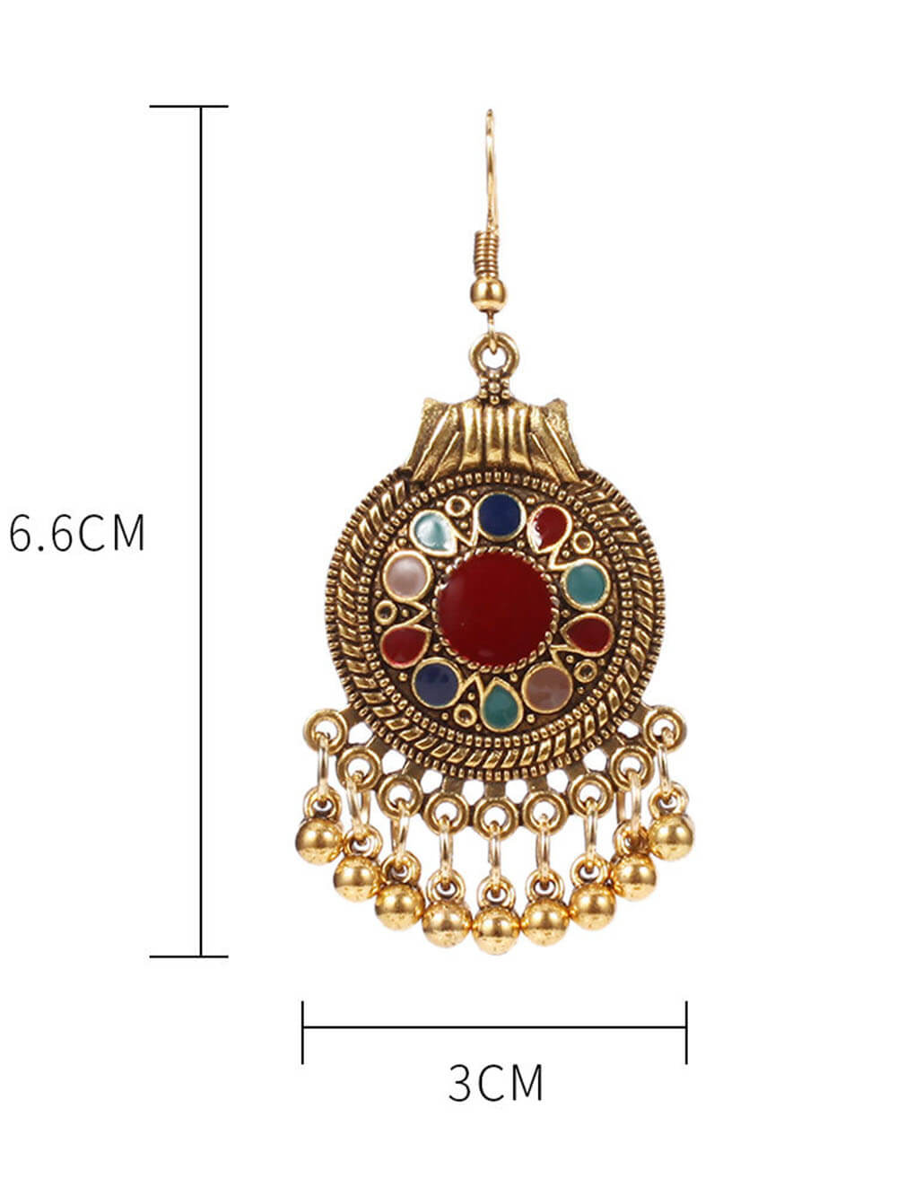 Retro Ethnic Style Disc Ball Tassel Earrings