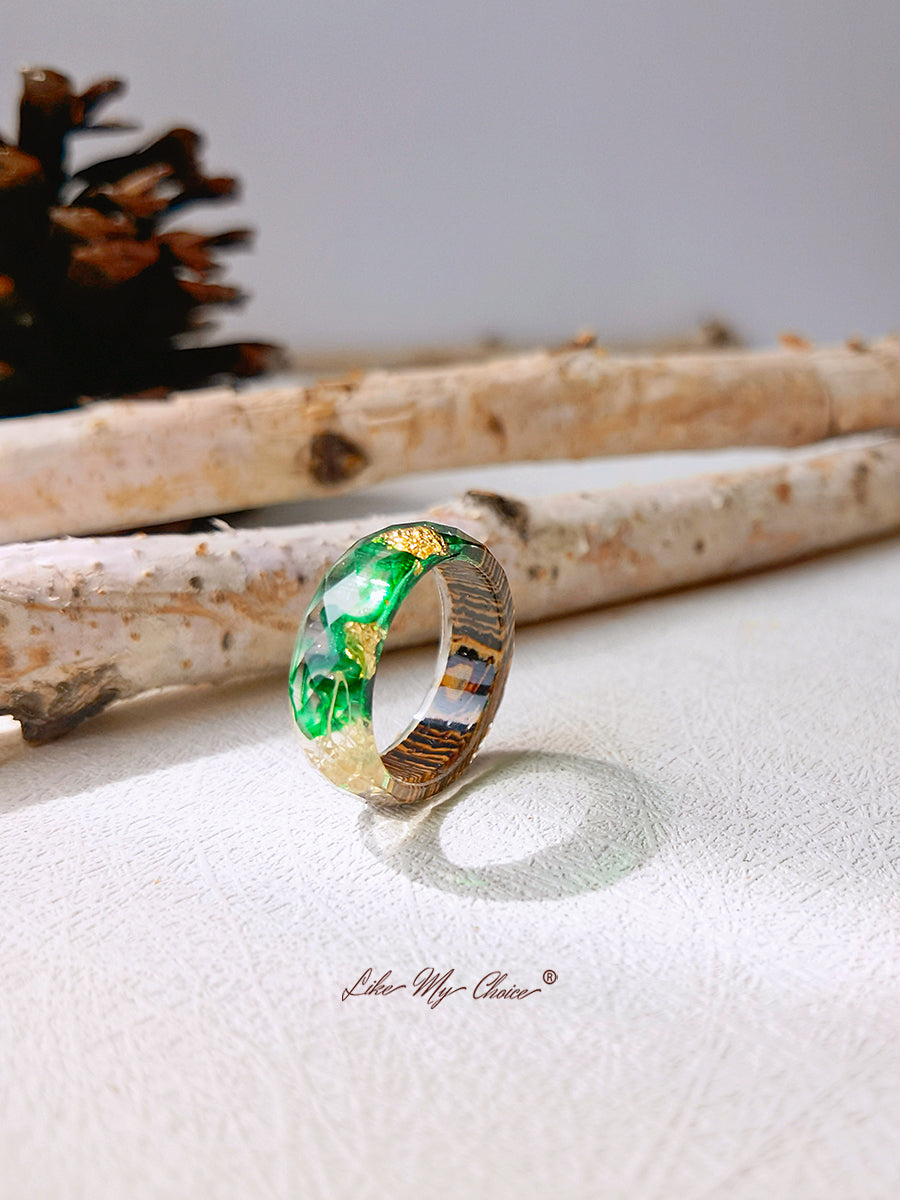 Gypsophila Magic Forest Wood Resin Ring