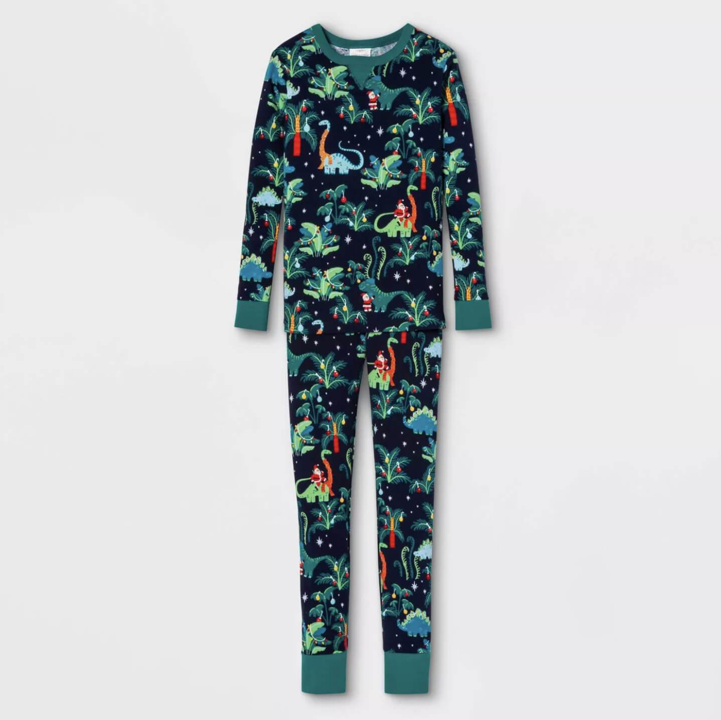 Christmas Dinosaur Patterned Family Matching Pajamas Sets (with Pet Dog Clothes)