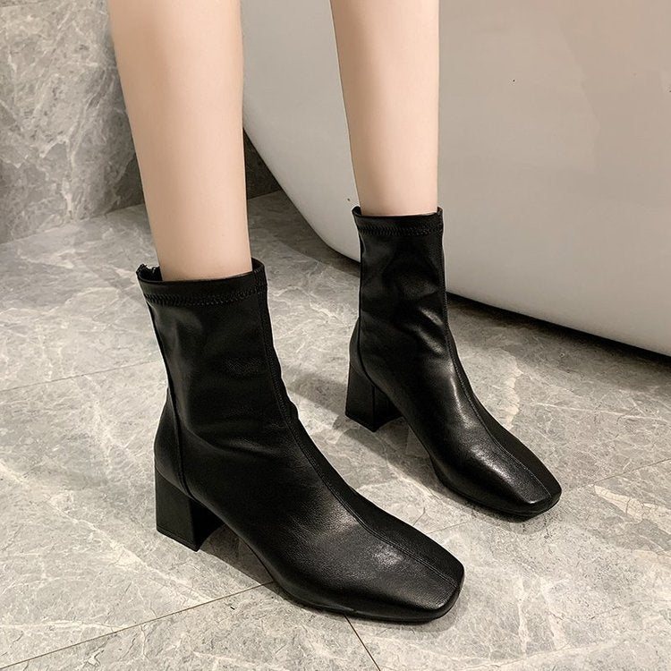 Chic And Mod Patent Faux Leather Booties