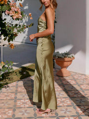 Spring/Summer One Shoulder Gown Waist Maxi Dresses