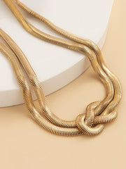 Knotted Flat Snake Chain Geometric Clavicle Necklace