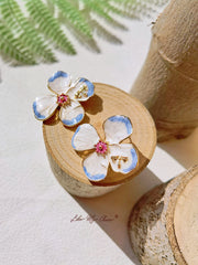 S925 Silver Violet Flower Bee Earrings