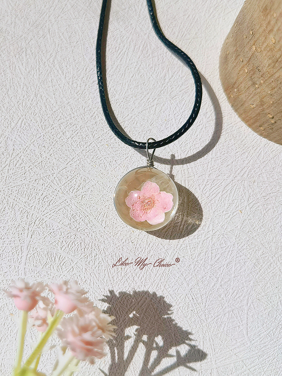 Peach Blossom Full Moon Round Pendant Necklace