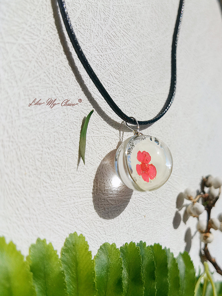 Peach Blossom Full Moon Round Pendant Necklace