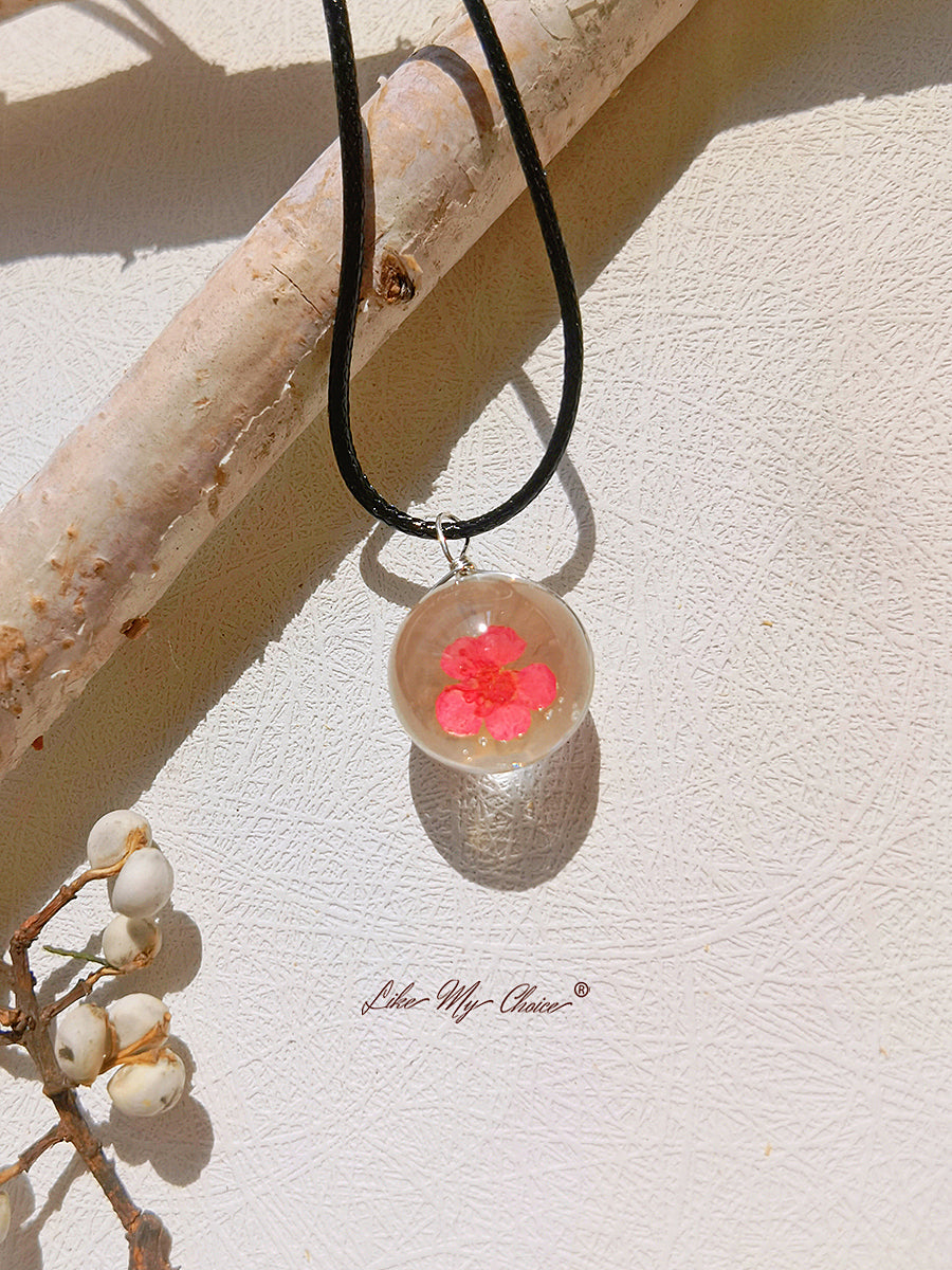 Peach Blossom Full Moon Round Pendant Necklace